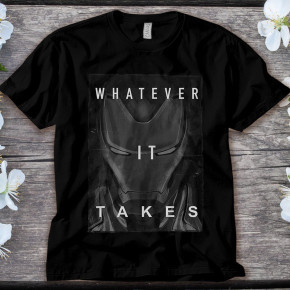 Marvel Avengers Endgame Iron Man Dark Poster T-Shirt Unisex Adult T-shirt - Picture 1 of 2